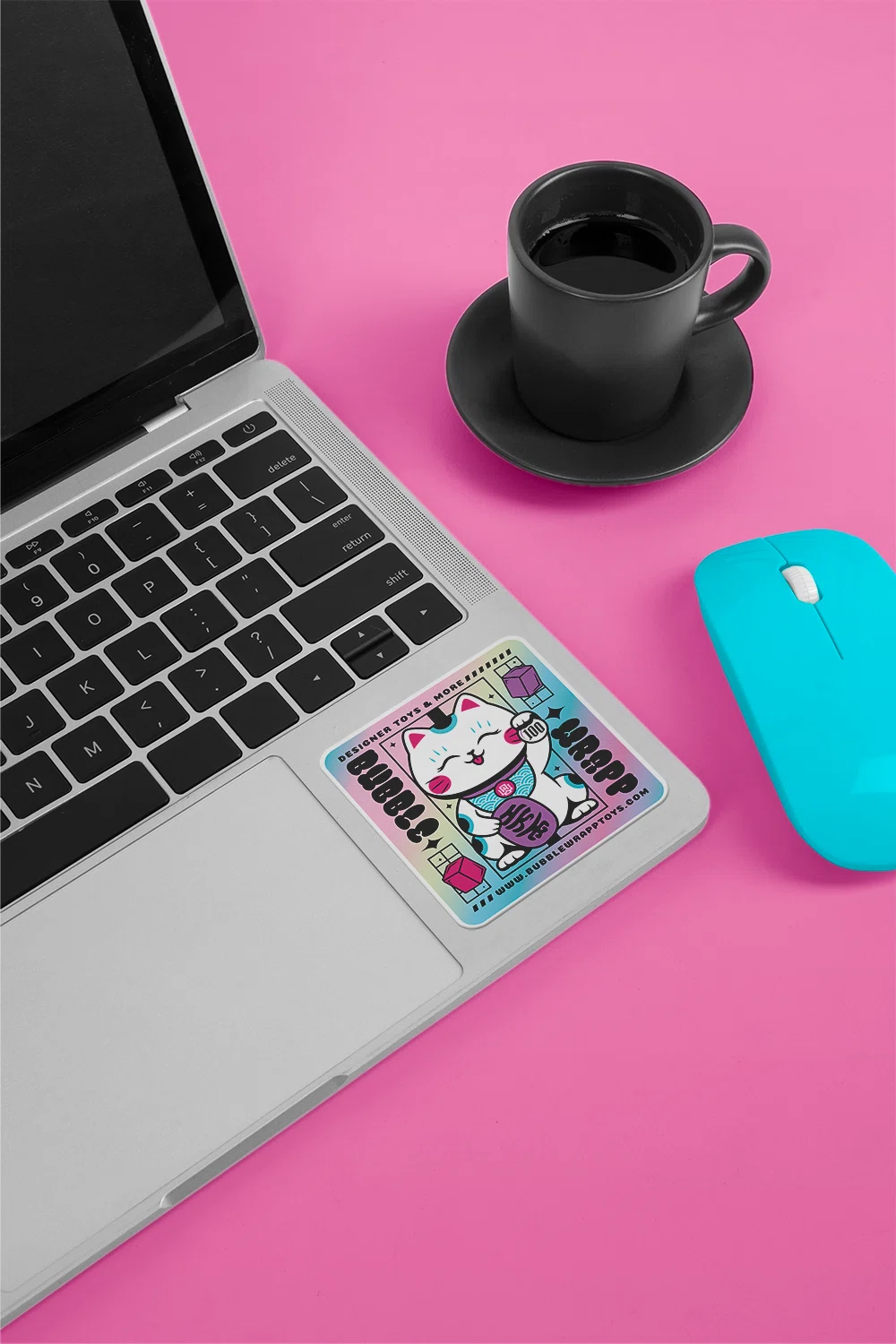 Bubblewrap Toys original illustrated sticker on laptop