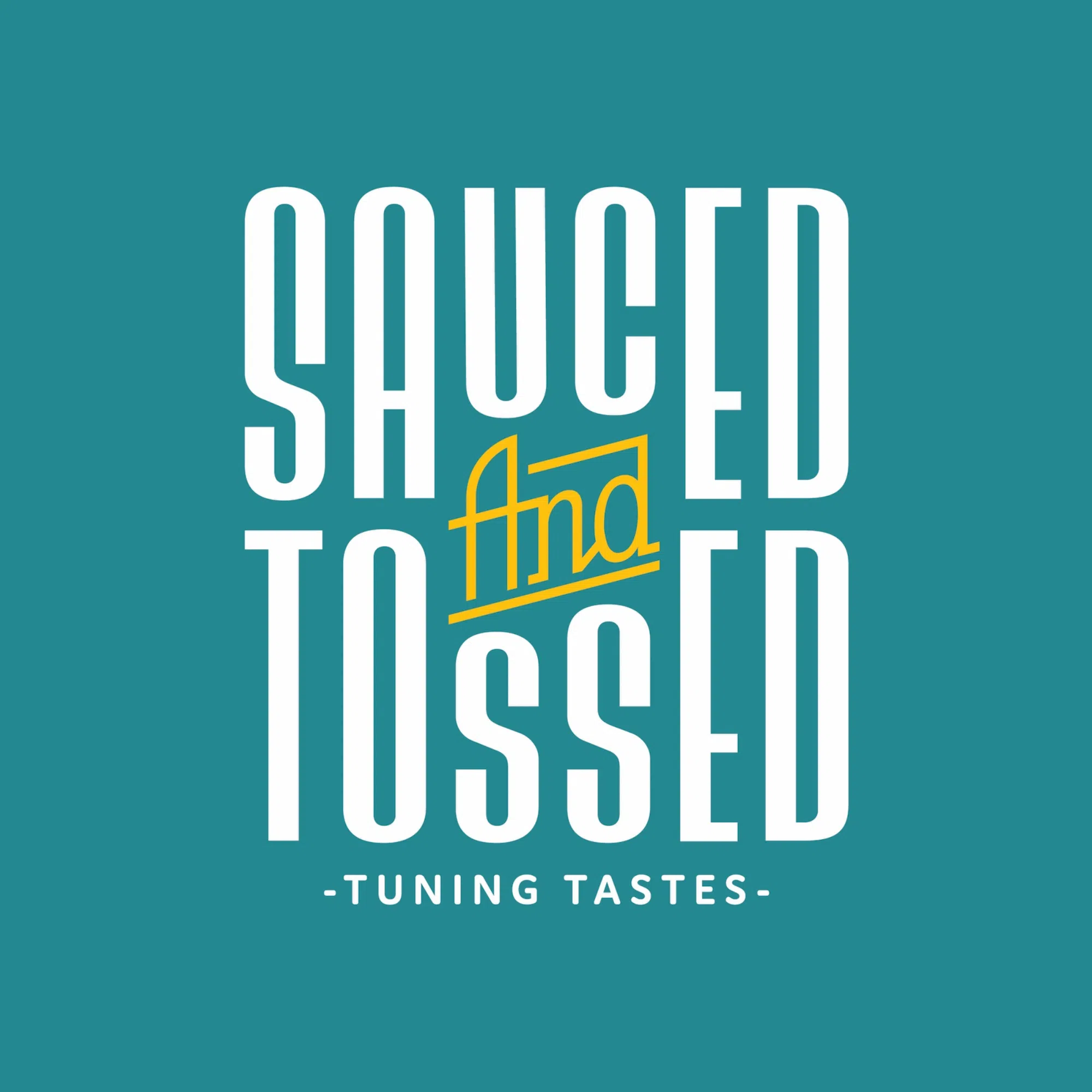 Sauced & Tossed logo on teal