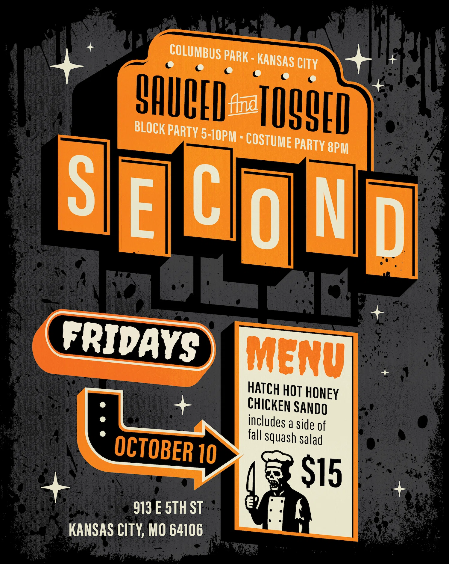 Sauced & Tossed Second Friday event graphic